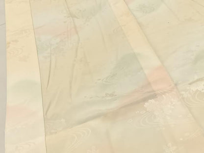 平和屋着物■長襦袢　無双仕立て　桜流し地紋　暈し染め　正絹　逸品　未使用　BAAY6660hj