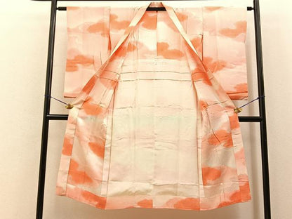 平和屋着物■長襦袢　無双仕立て　雲重ね地紋　暈し染め　正絹　逸品　BAAY6662hj