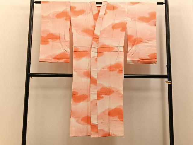 平和屋着物■長襦袢　無双仕立て　雲重ね地紋　暈し染め　正絹　逸品　BAAY6662hj