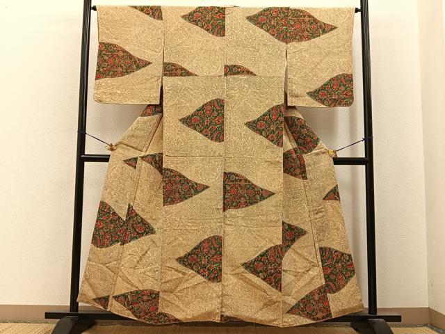 平和屋着物■上質な小紋　更紗花文　鬼しぼ縮緬　高島屋扱い　正絹　逸品　未使用　BAAY6663hj