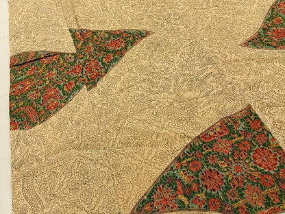 平和屋着物■上質な小紋　更紗花文　鬼しぼ縮緬　高島屋扱い　正絹　逸品　未使用　BAAY6663hj
