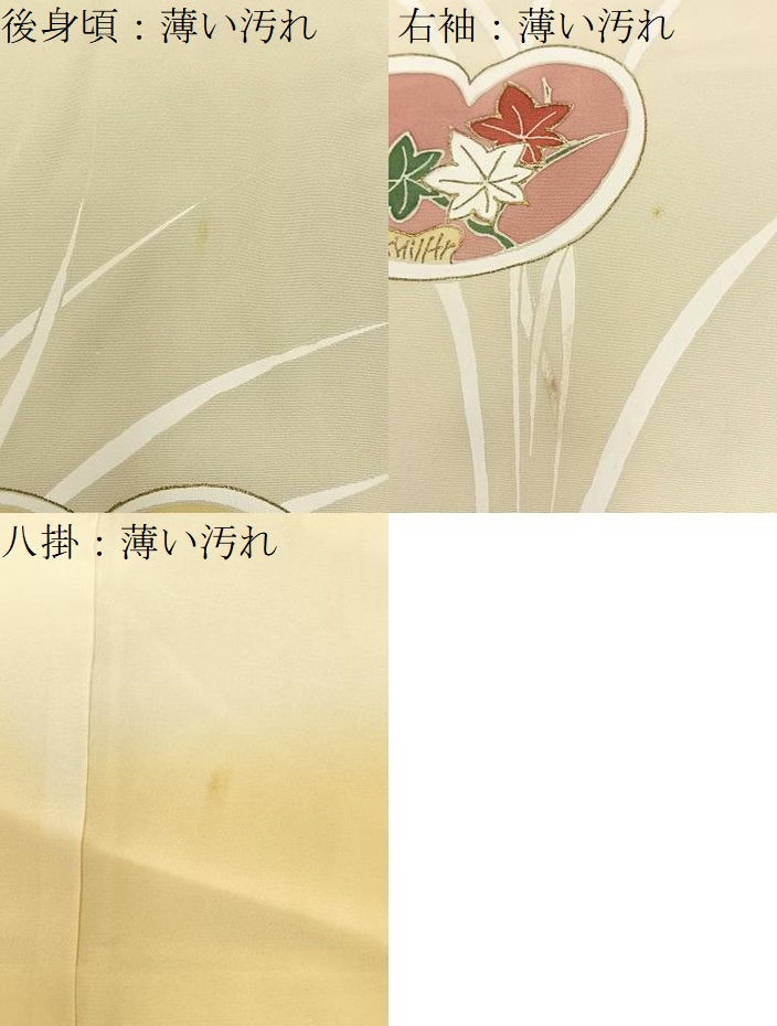 平和屋着物■訪問着　駒刺繍　草花文　金彩　正絹　逸品　BAAY6664hj