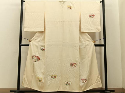 平和屋着物■訪問着　駒刺繍　草花文　金彩　正絹　逸品　BAAY6664hj