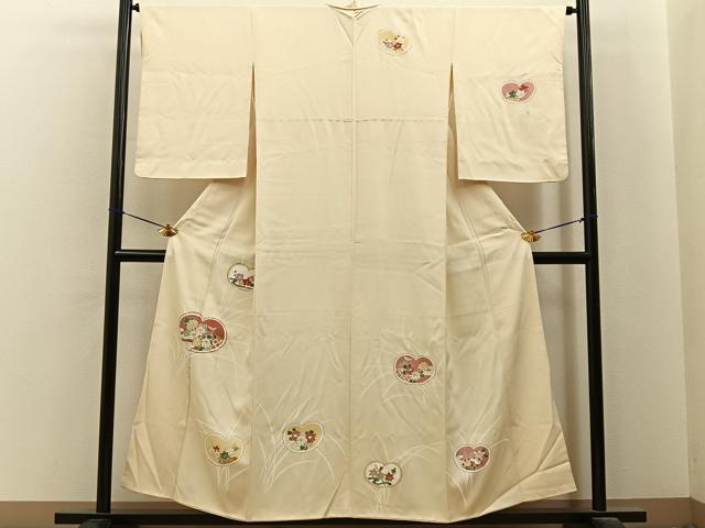 平和屋着物■訪問着　駒刺繍　草花文　金彩　正絹　逸品　BAAY6664hj