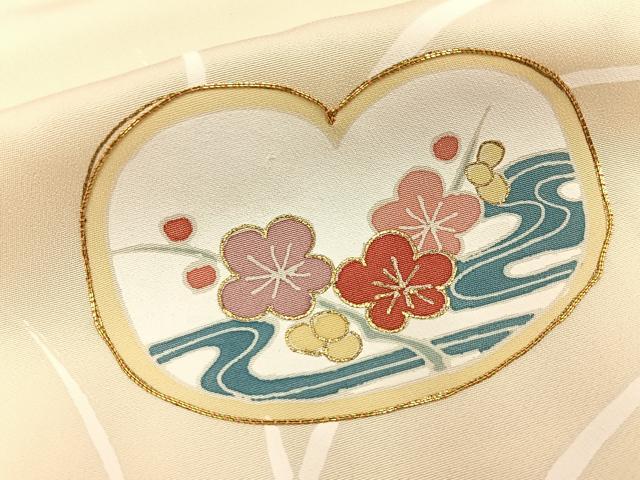 平和屋着物■訪問着　駒刺繍　草花文　金彩　正絹　逸品　BAAY6664hj