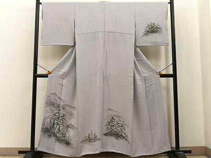 平和屋着物■訪問着　手描き　樹林風景文　正絹　逸品　BAAY6665hj