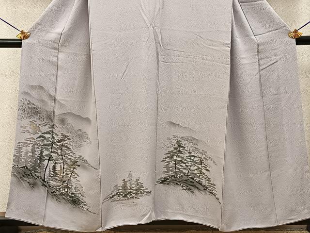 平和屋着物■訪問着　手描き　樹林風景文　正絹　逸品　BAAY6665hj