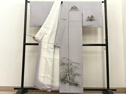 平和屋着物■訪問着　手描き　樹林風景文　正絹　逸品　BAAY6665hj