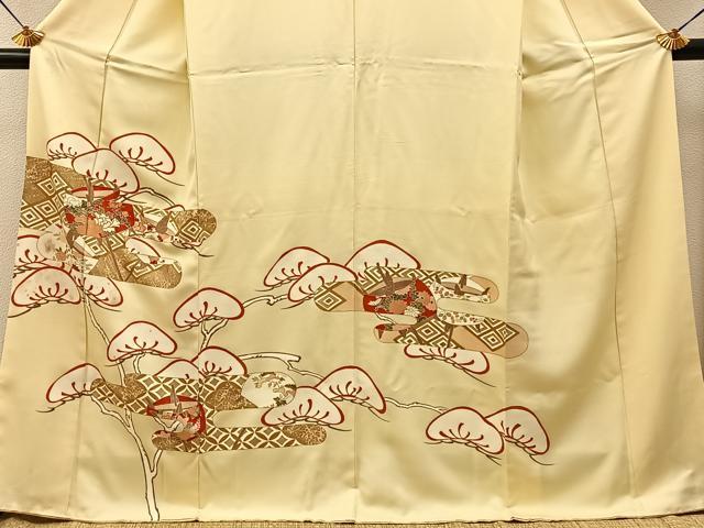 平和屋着物■訪問着　駒刺繍　エ霞松花文　金彩　正絹　逸品　BAAY6668hj