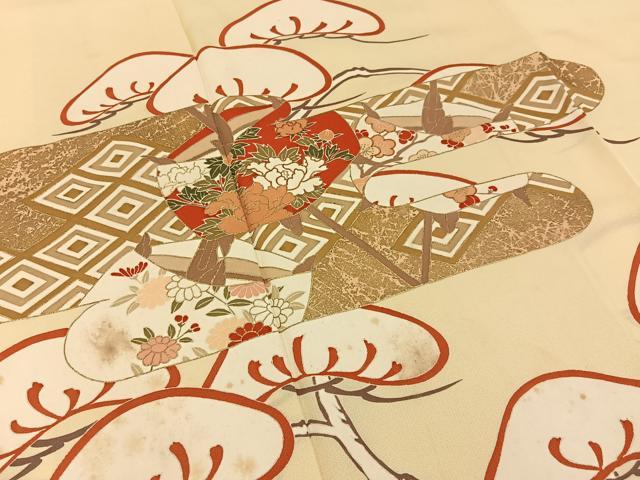 平和屋着物■訪問着　駒刺繍　エ霞松花文　金彩　正絹　逸品　BAAY6668hj