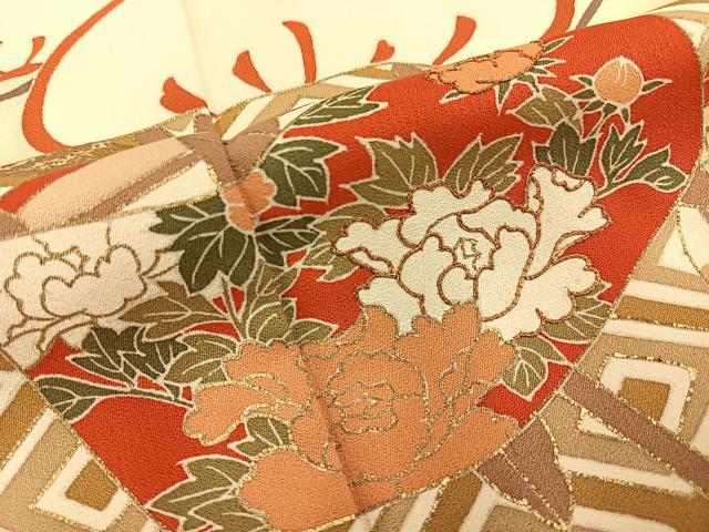 平和屋着物■訪問着　駒刺繍　エ霞松花文　金彩　正絹　逸品　BAAY6668hj