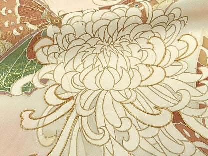 平和屋着物■訪問着　駒刺繍　花蝶文　暈し染め　金彩　正絹　逸品　BAAY6670hj