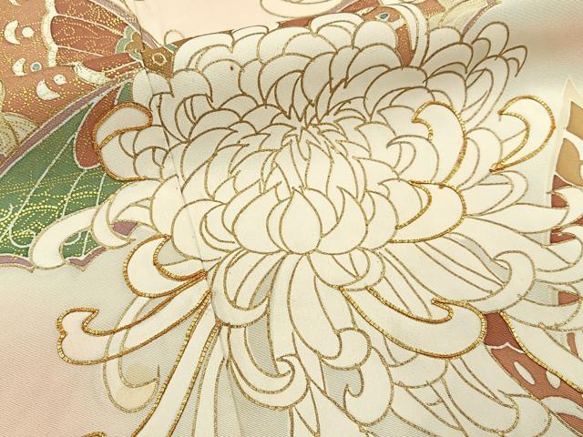 平和屋着物■訪問着　駒刺繍　花蝶文　暈し染め　金彩　正絹　逸品　BAAY6670hj