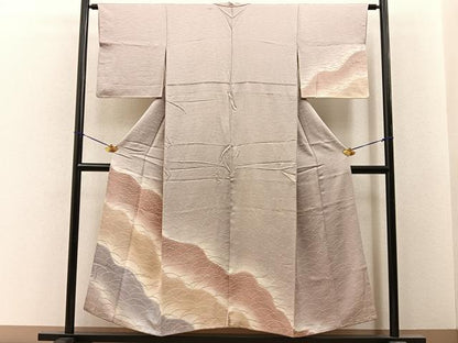平和屋着物■訪問着　芝草紋　暈し染め　正絹　逸品　BAAY6672hj