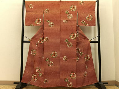 平和屋着物■上質な小紋　草花文　正絹　逸品　BAAY6674hj