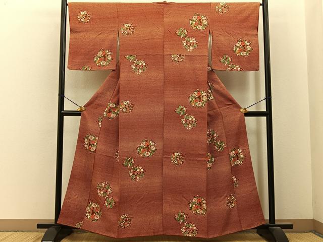 平和屋着物■上質な小紋　草花文　正絹　逸品　BAAY6674hj