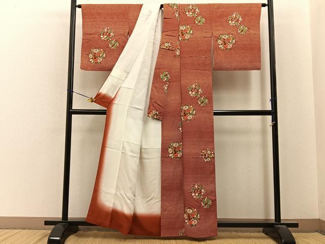 平和屋着物■上質な小紋　草花文　正絹　逸品　BAAY6674hj