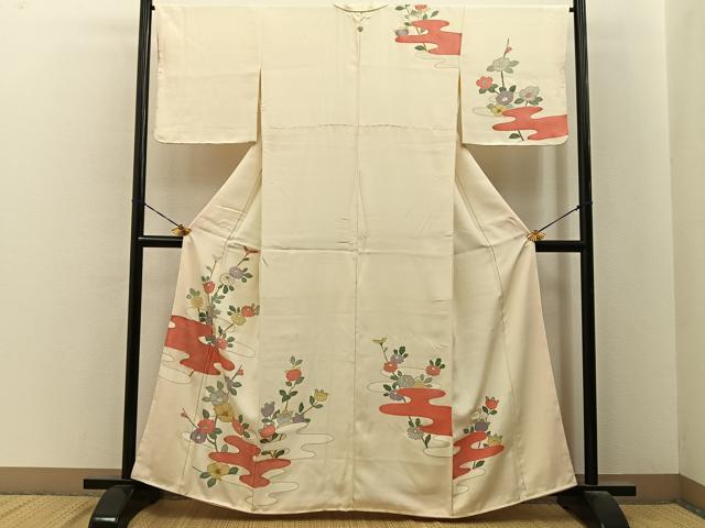 平和屋着物■訪問着　駒刺繍　エ霞花文　金彩　正絹　逸品　BAAY6678hj