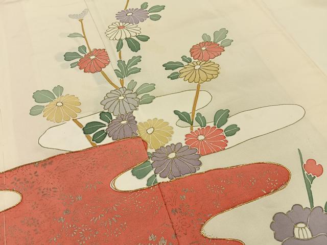 平和屋着物■訪問着　駒刺繍　エ霞花文　金彩　正絹　逸品　BAAY6678hj