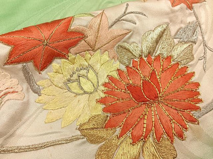 平和屋着物■豪華振袖　駒刺繍　総刺繍　扇面花文　暈し染め　金銀彩　正絹　逸品　BAAY6690hj