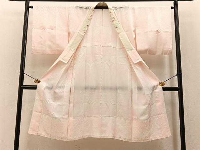 平和屋着物■長襦袢　無双仕立て　草花地紋　暈し染め　半衿刺繍　正絹　逸品　BAAY6705hj