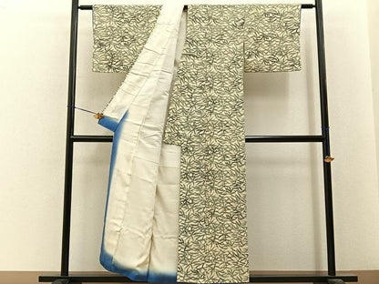 平和屋着物■上質な小紋　型染め　草葉文　正絹　逸品　BAAY6709hj