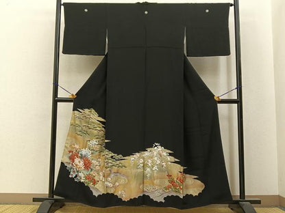 平和屋着物■豪華黒留袖　松竹梅　流水花文　金彩　正絹　逸品　BAAY6711hj