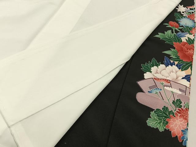 平和屋着物■豪華黒留袖　友禅　作家物　檜扇花文　正絹　逸品　BAAY6712hj
