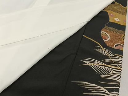 平和屋着物■豪華黒留袖　御所車花文　金彩　正絹　逸品　BAAY6717hj