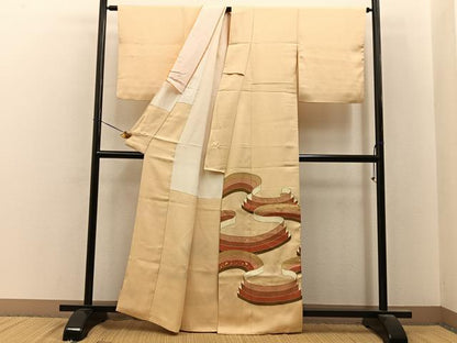 平和屋着物■豪華色留袖　駒刺繍　熨斗吉祥文　金彩　正絹　逸品　BAAY6721hj