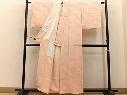 平和屋着物■上質な色無地　雲重ね地紋　洗柿色　正絹　逸品　BAAY6726hj