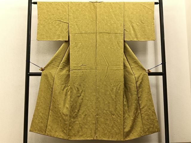 平和屋着物■上質な色無地　銀杏地紋　芥子色　正絹　逸品　BAAY6727hj