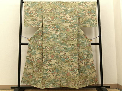 平和屋着物■上質な小紋　花鳥風景文　正絹　逸品　未使用　BAAY6728hj