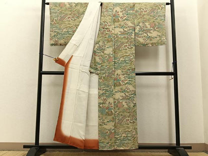 平和屋着物■上質な小紋　花鳥風景文　正絹　逸品　未使用　BAAY6728hj