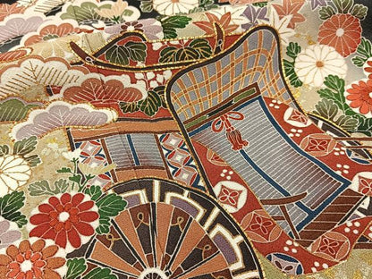 平和屋着物■豪華黒留袖　作家物　駒刺繍　御所車花文　暈し染め　金彩　正絹　逸品　BAAY6731hj