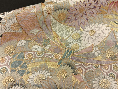 平和屋着物■豪華黒留袖　駒刺繍　束ね熨斗源氏車花文　金彩　正絹　逸品　BAAY6733hj