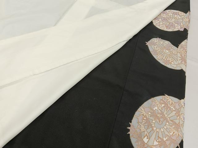 平和屋着物■豪華黒留袖　駒刺繍　束ね熨斗源氏車花文　金彩　正絹　逸品　BAAY6733hj