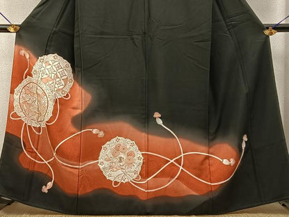 平和屋着物■豪華黒留袖　刺繍　鳳凰鏡裏花文　暈し染め　正絹　逸品　BAAY6735hj