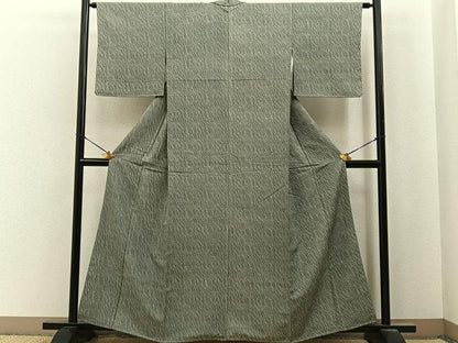 平和屋着物■上質な小紋　流線文　お召縮緬　正絹　逸品　未使用　BAAY6738hj