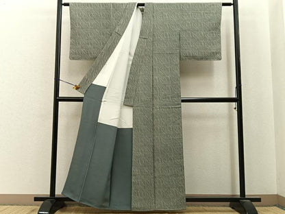平和屋着物■上質な小紋　流線文　お召縮緬　正絹　逸品　未使用　BAAY6738hj