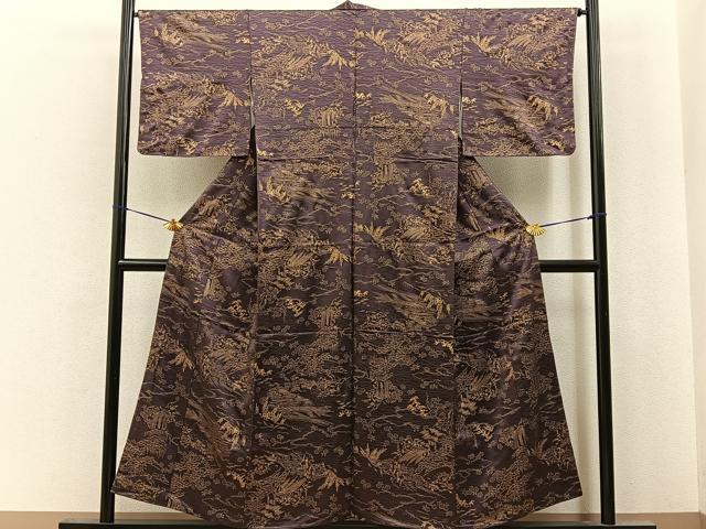平和屋着物■上質な小紋　流水風景文　金彩　正絹　逸品　BAAY6741hj