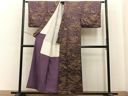 平和屋着物■上質な小紋　流水風景文　金彩　正絹　逸品　BAAY6741hj