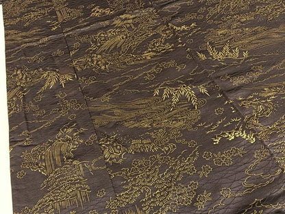 平和屋着物■上質な小紋　流水風景文　金彩　正絹　逸品　BAAY6741hj