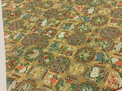 平和屋着物■上質な小紋　菱天井花文　金彩　正絹　逸品　未使用　BAAY6744hj