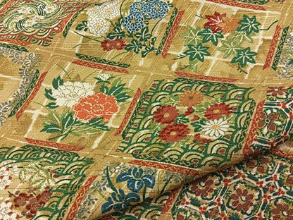 平和屋着物■上質な小紋　菱天井花文　金彩　正絹　逸品　未使用　BAAY6744hj