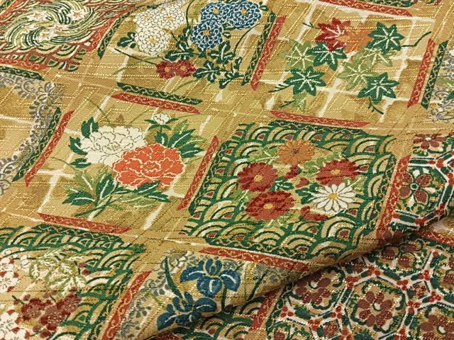 平和屋着物■上質な小紋　菱天井花文　金彩　正絹　逸品　未使用　BAAY6744hj