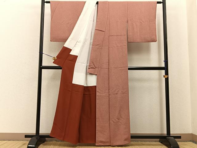 平和屋着物●伝統工芸師　服部光擴　江戸小紋　鮫小紋柄　鬼しぼ縮緬　正絹　逸品　BAAY6746hj