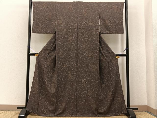 平和屋着物■上質な小紋　更紗花文　正絹　逸品　BAAY6747hj