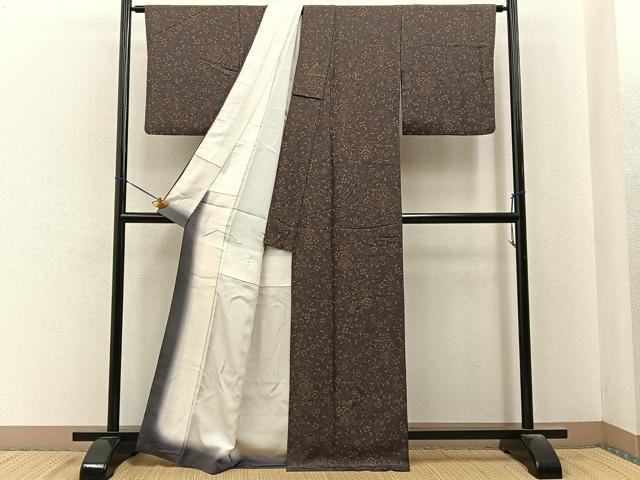 平和屋着物■上質な小紋　更紗花文　正絹　逸品　BAAY6747hj