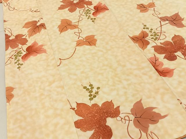 平和屋着物■上質な小紋　手描き　蔦の葉文　正絹　逸品　BAAY6748hj